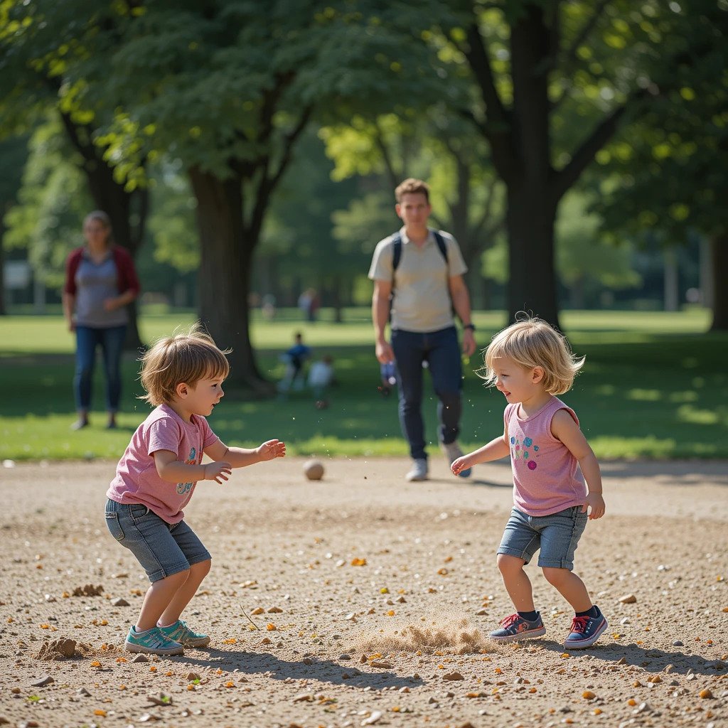 Duas crianças brincando no parque, saúde das crianças, como os pais devem educar seus filhos, previnacomsaude.com