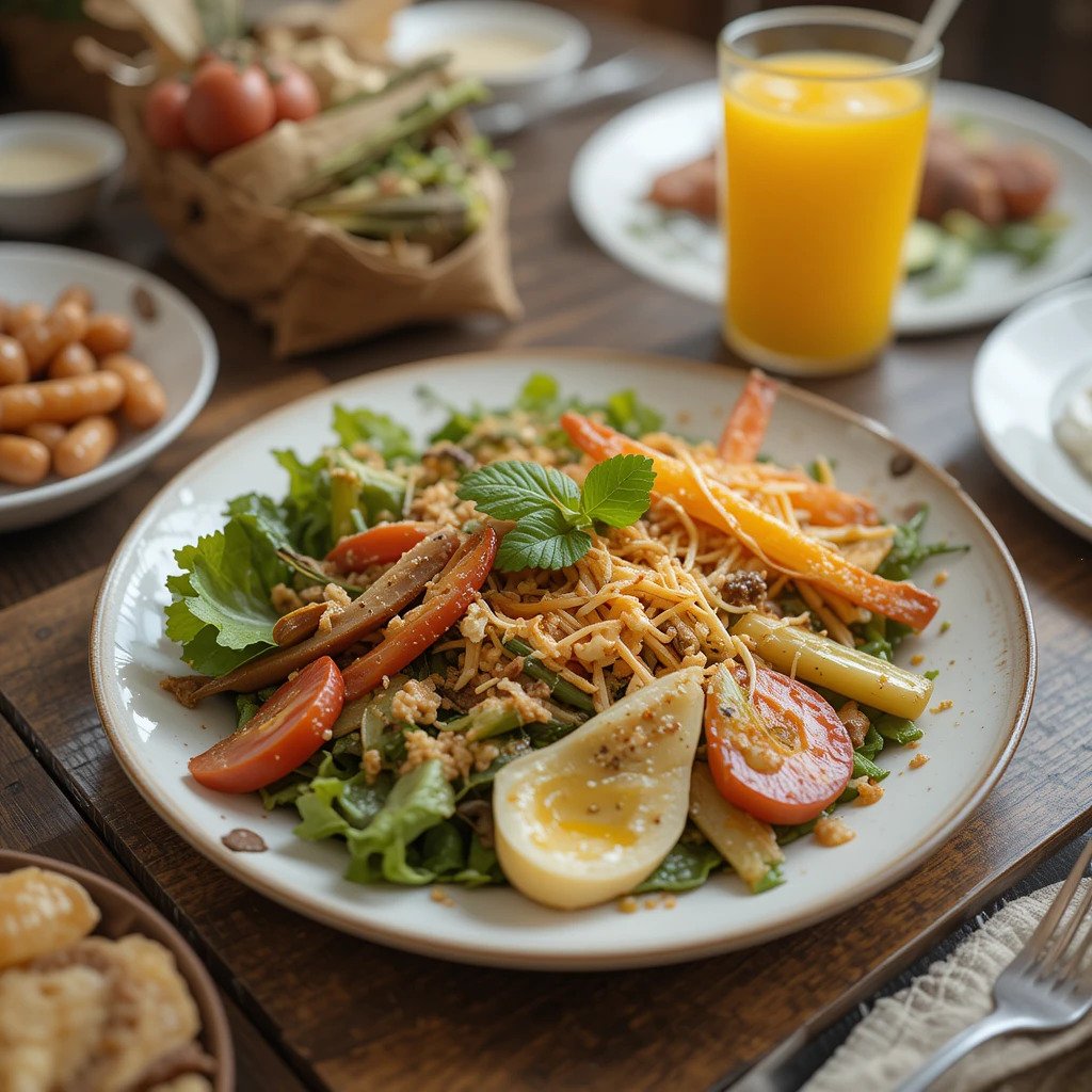 comida saudável na mesa, suco de laranja, previnacomsaude.com